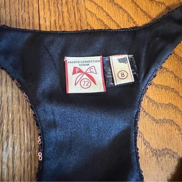 French Connection Bronze Sequins Mini Tank Dress Sz 8 Festival Party Sparkle - Picture 6 of 11